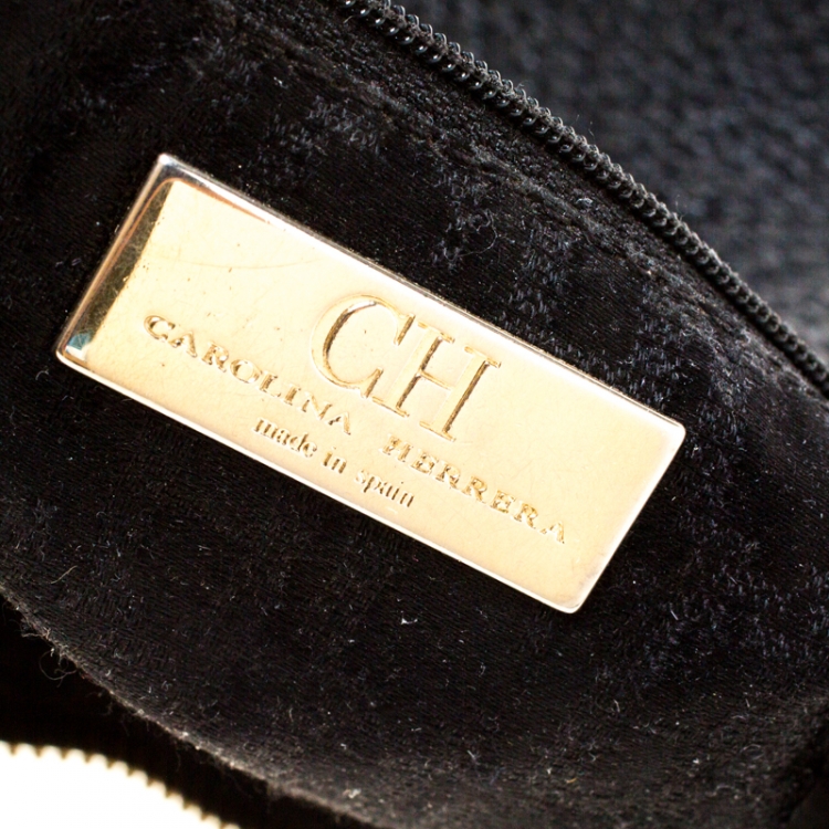 Pre Owned Carolina Herrera Black Leather Maria Shoulder Bag