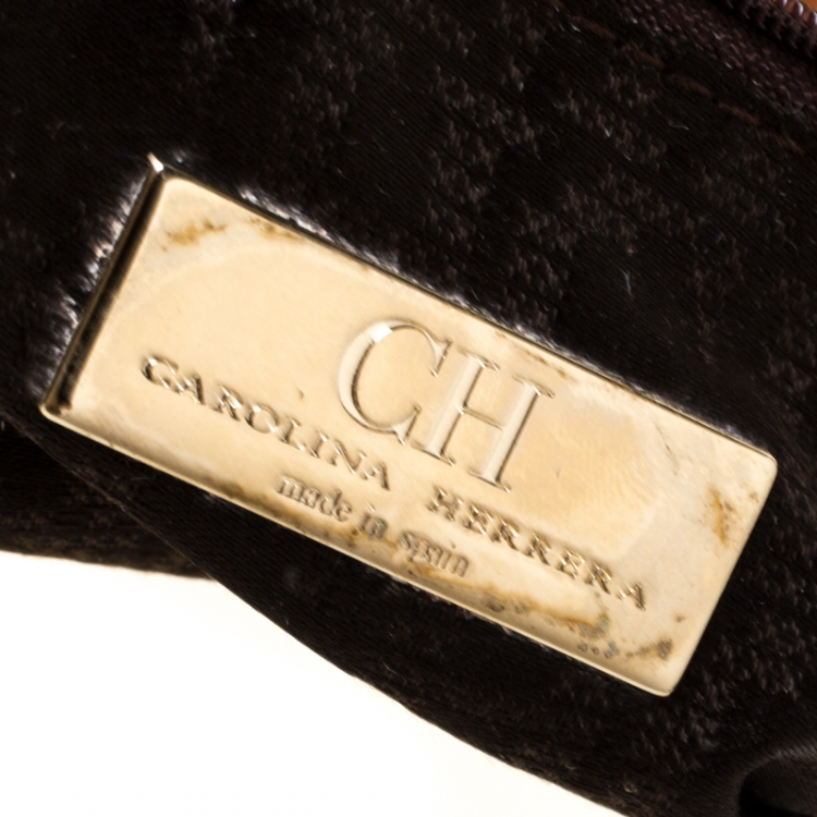 Pre Owned Carolina Herrera Tan/Brown Leather Tote 