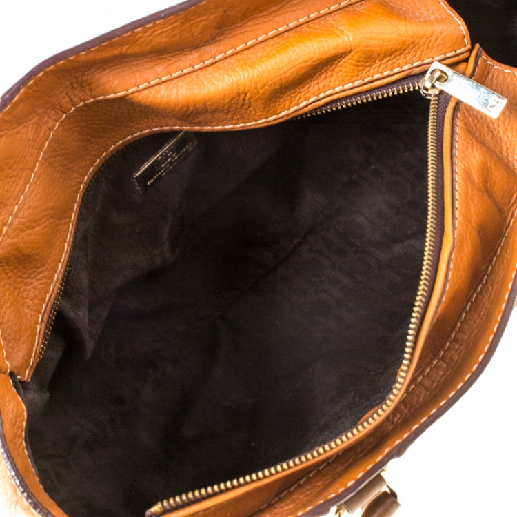 Pre Owned Carolina Herrera Tan/Brown Leather Tote 