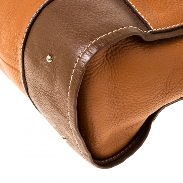 Pre Owned Carolina Herrera Tan/Brown Leather Tote 