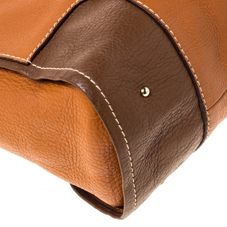 Pre Owned Carolina Herrera Tan/Brown Leather Tote 