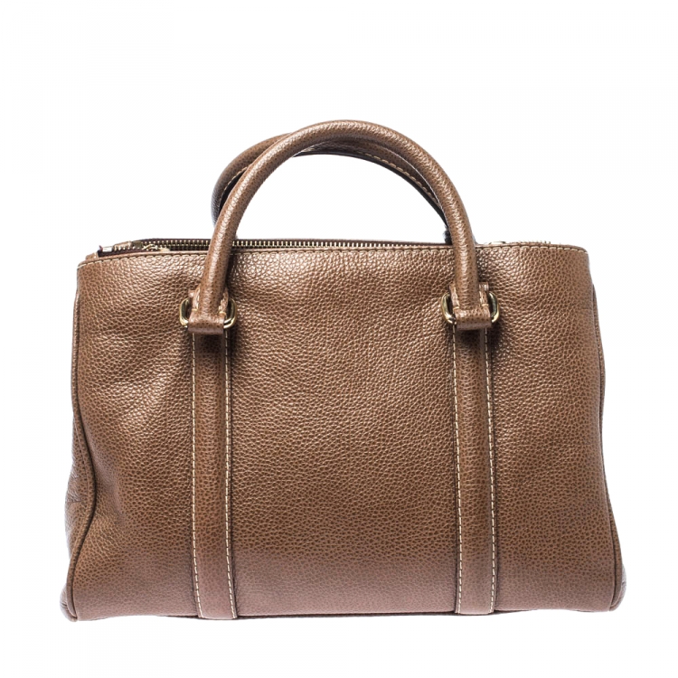 Pre Owned CH Carolina Herrera Light Brown Leather Andy Boston Bag