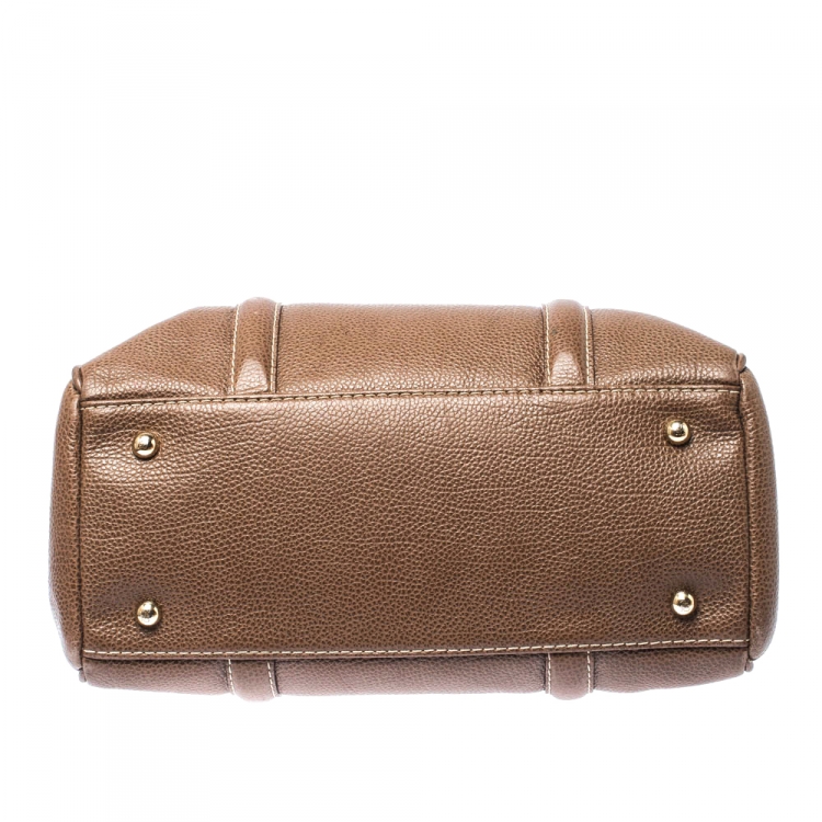 Pre Owned CH Carolina Herrera Light Brown Leather Andy Boston Bag