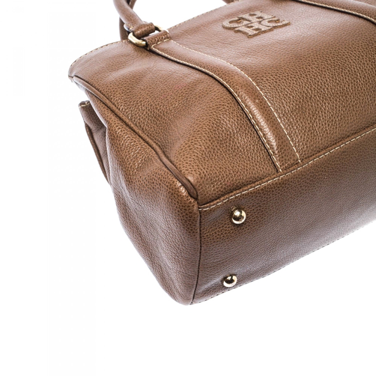 Pre Owned CH Carolina Herrera Light Brown Leather Andy Boston Bag