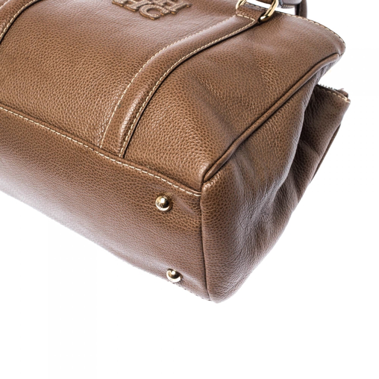 Pre Owned CH Carolina Herrera Light Brown Leather Andy Boston Bag