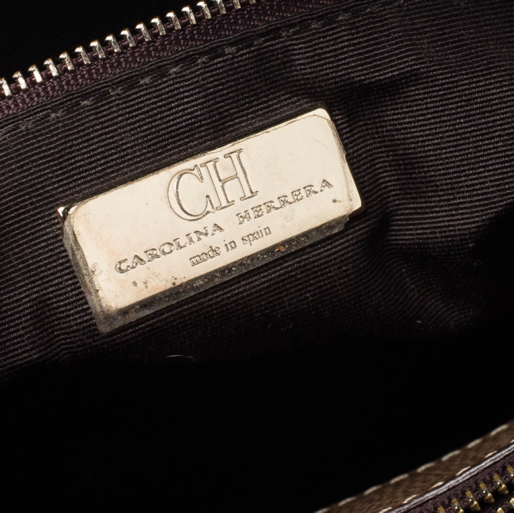 Pre Owned CH Carolina Herrera Light Brown Leather Andy Boston Bag
