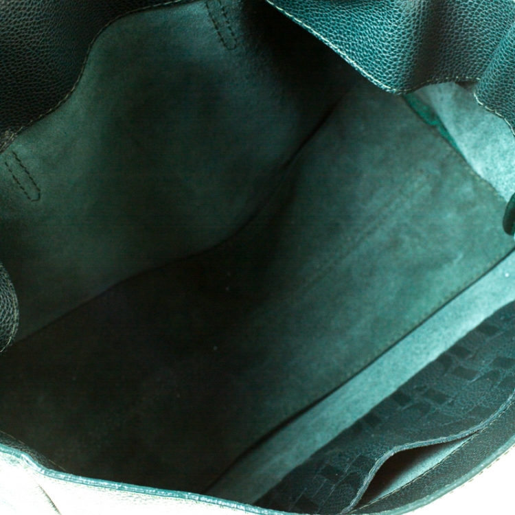 Pre Owned Carolina Herrera Dark Green Leather Tempo Collection Adagio Tote