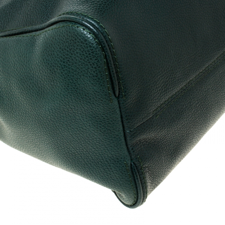 Pre Owned Carolina Herrera Dark Green Leather Tempo Collection Adagio Tote