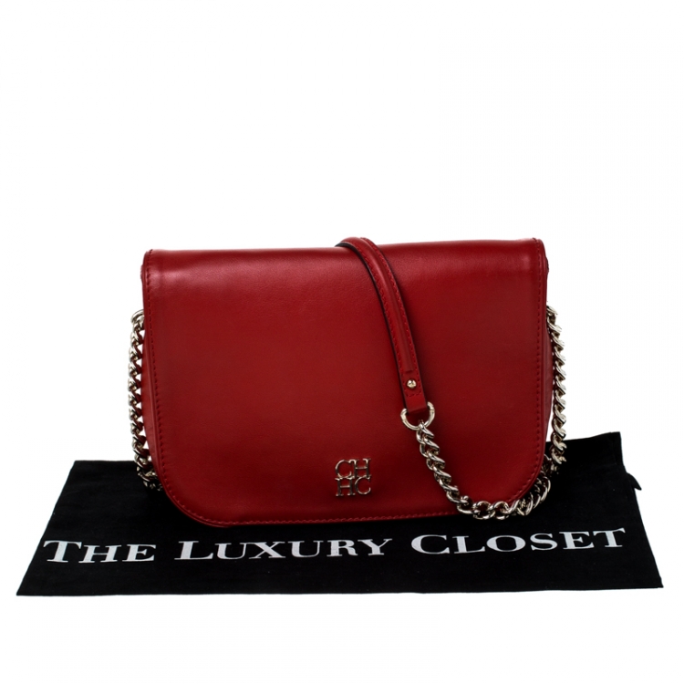 مملوكة مسبقًا CH Carolina Herrera Red Leather Crossbody Bag