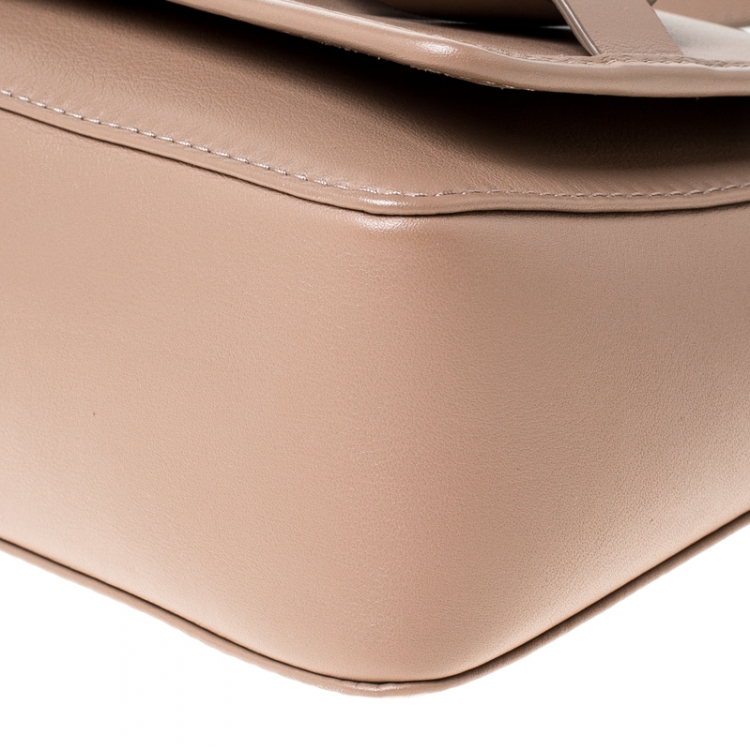 Pre Owned CH Carolina Herrera Beige Leather Flap Crossbody Bag