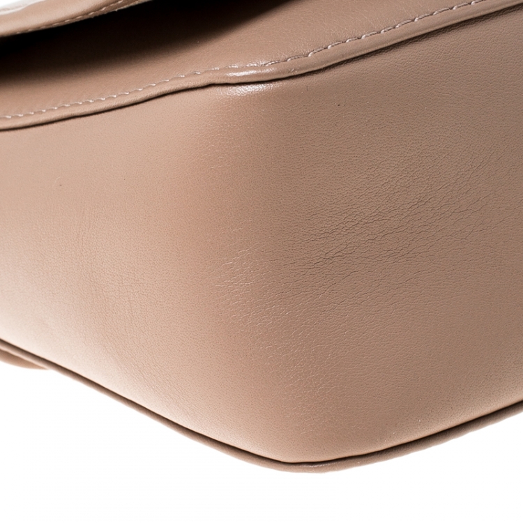 Pre Owned CH Carolina Herrera Beige Leather Flap Crossbody Bag