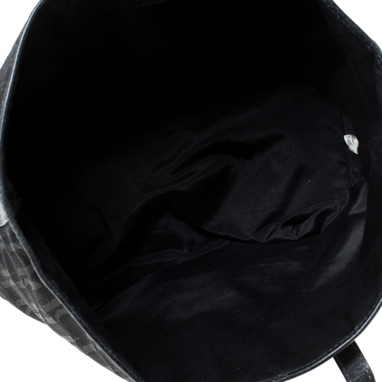 Pre Owned CH Carolina Herrera Black Monogram Canvas and Leather Tote 
