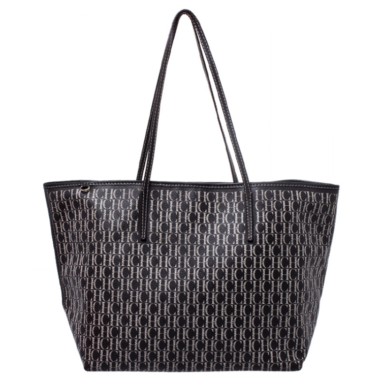 Pre Owned Carolina Herrera Brown Monogram Coated Canvas Shopper Tote 