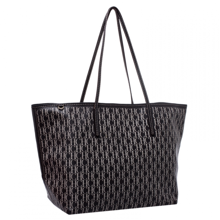 Pre Owned Carolina Herrera Brown Monogram Coated Canvas Shopper Tote 