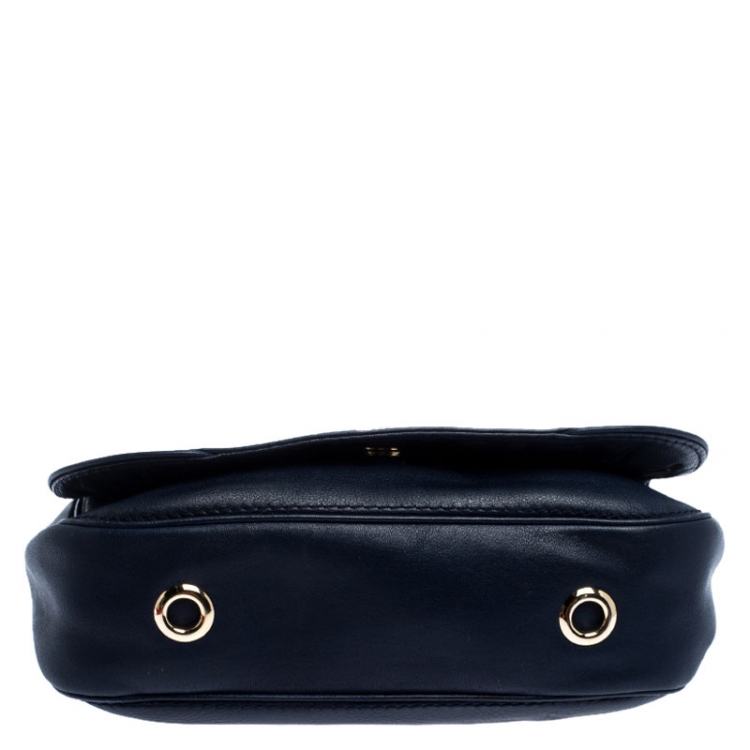 Pre Owned  Carolina Herrera Blue Leather New Baltazar Flap Shoulder Bag 