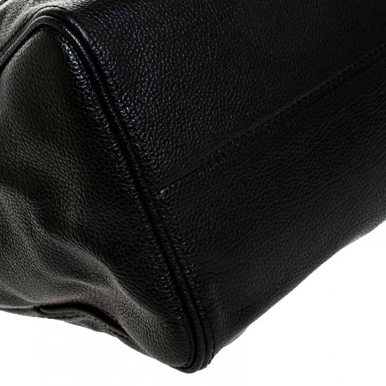 Pre Owned Carolina Herrera Black Leather Tempo Collection Adagio Tote
