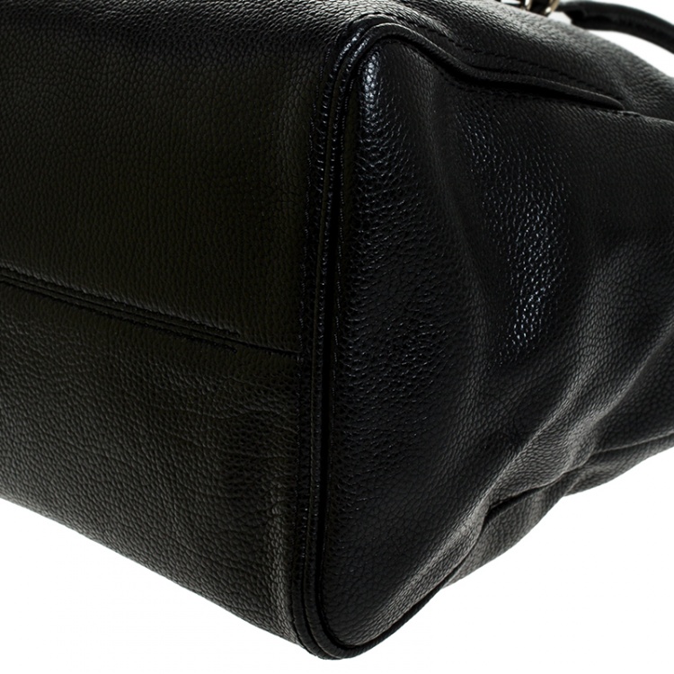 Pre Owned Carolina Herrera Black Leather Tempo Collection Adagio Tote