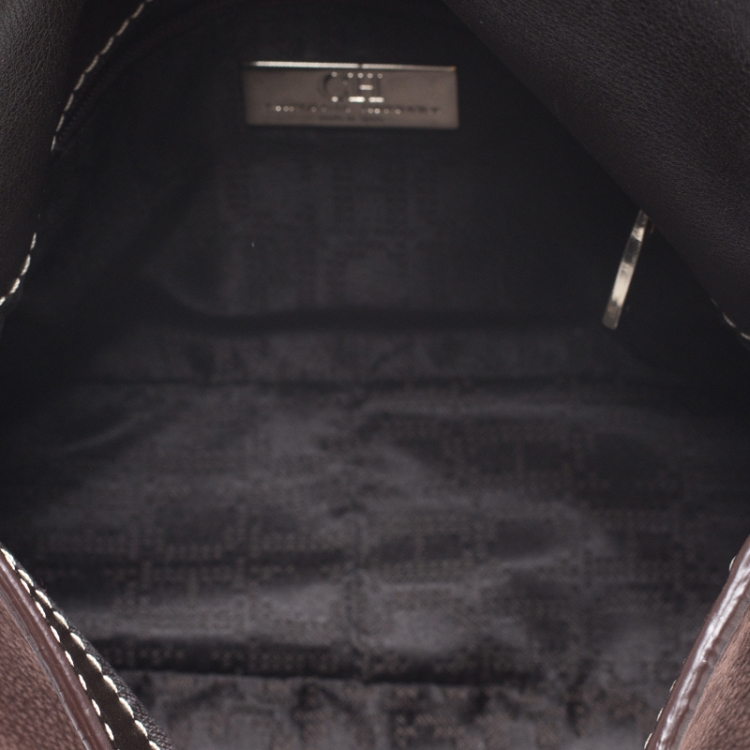 Pre Owned Carolina Herrera Brown Suede and Leather Flap Crossbody Bag