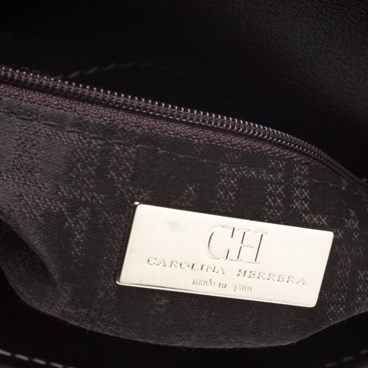 Pre Owned Carolina Herrera Brown Suede and Leather Flap Crossbody Bag