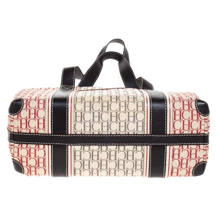 Pre Owned Carolina Herrera Beige/Multicolor Canvas Shopper Tote