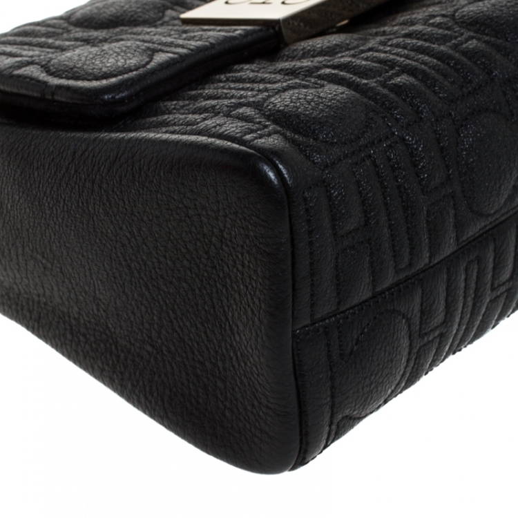 Pre Owned CH Carolina Herrera Black Leather Small Top Handle Bag