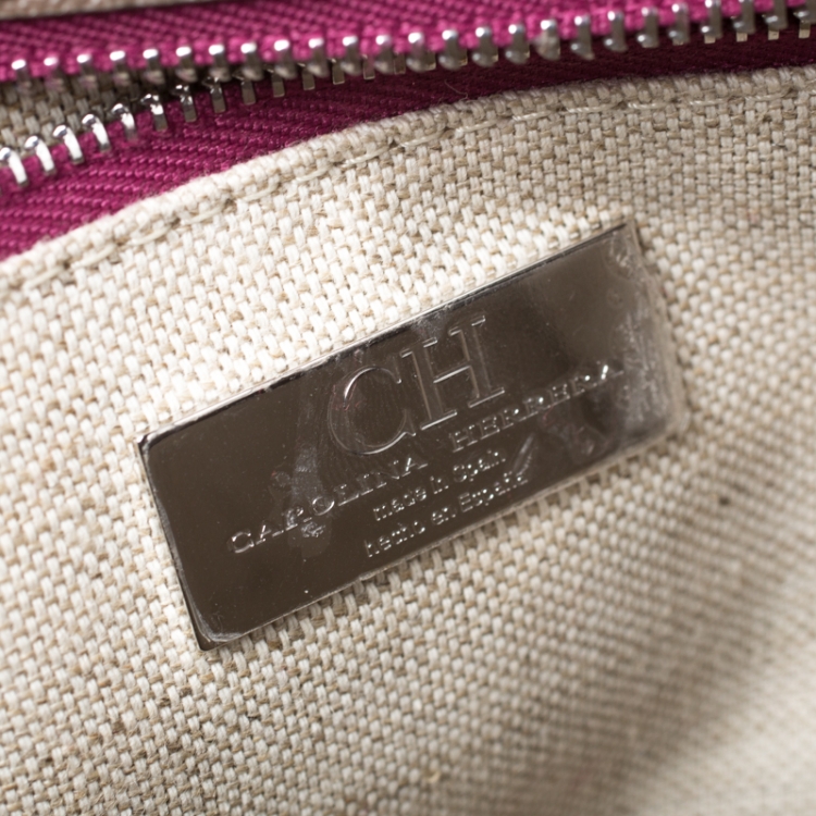 Pre Owned Carolina Herrera Multicolor Monogram Coated Canvas and Leather Top Handle Bag