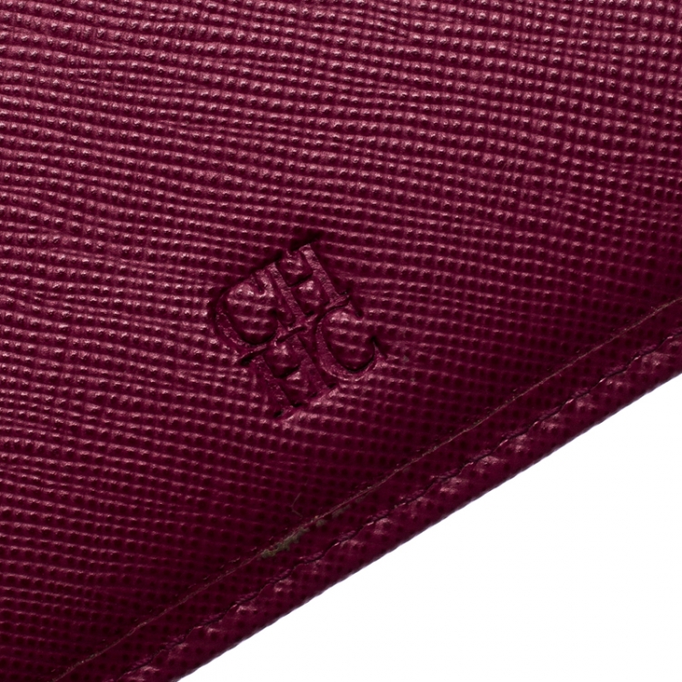 Pre Owned Carolina Herrera Magenta Monogram Leather Continental Wallet