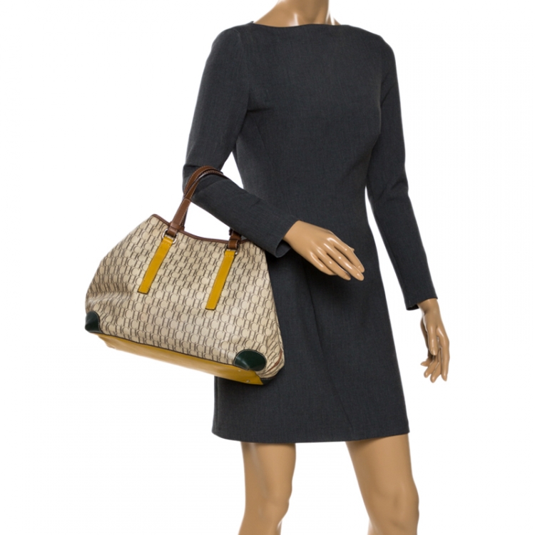 Pre Owned Carolina Herrera Multicolor Coated Canvas and Leather Tote