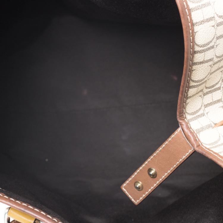 Pre Owned Carolina Herrera Multicolor Coated Canvas and Leather Tote