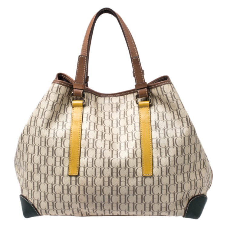 Pre Owned Carolina Herrera Multicolor Coated Canvas and Leather Tote