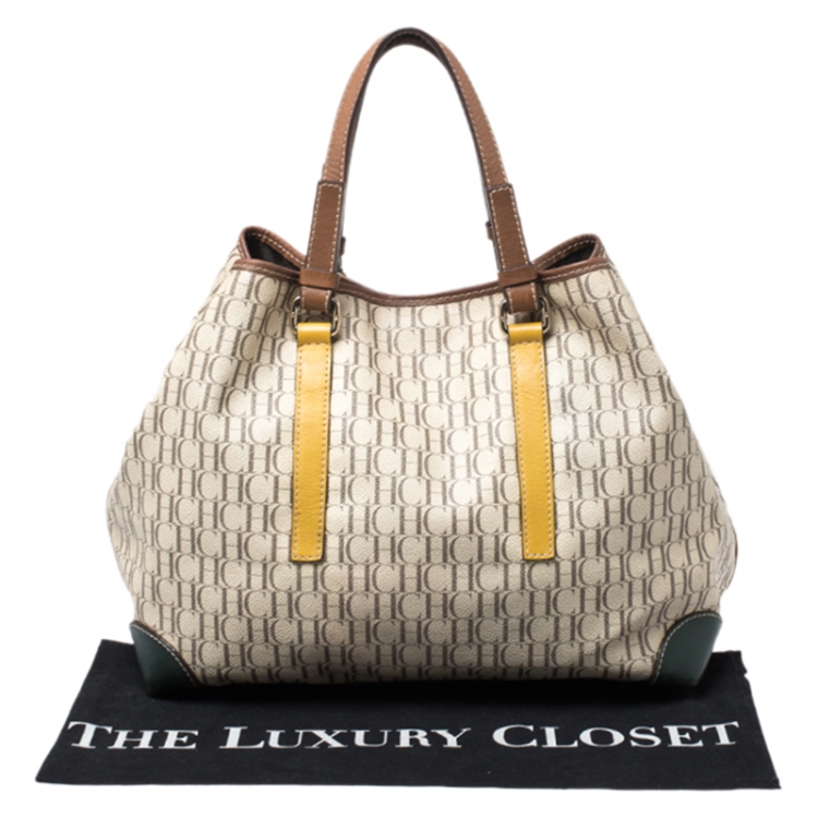 Pre Owned Carolina Herrera Multicolor Coated Canvas and Leather Tote