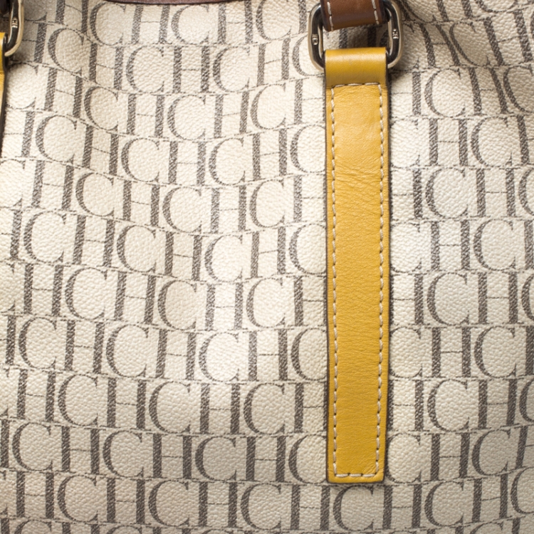 Pre Owned Carolina Herrera Multicolor Coated Canvas and Leather Tote