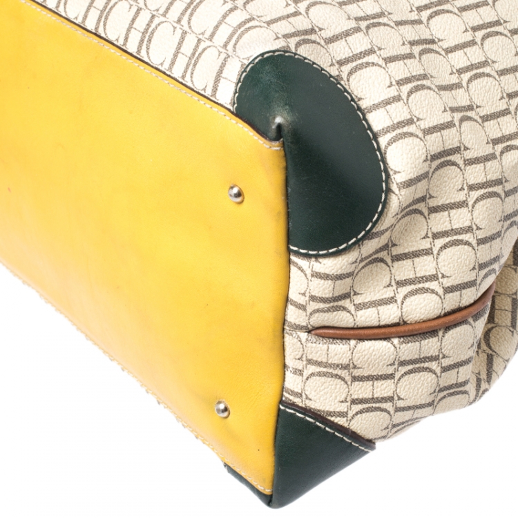 Pre Owned Carolina Herrera Multicolor Coated Canvas and Leather Tote