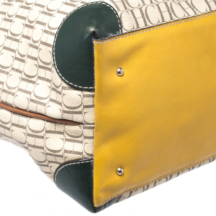 Pre Owned Carolina Herrera Multicolor Coated Canvas and Leather Tote