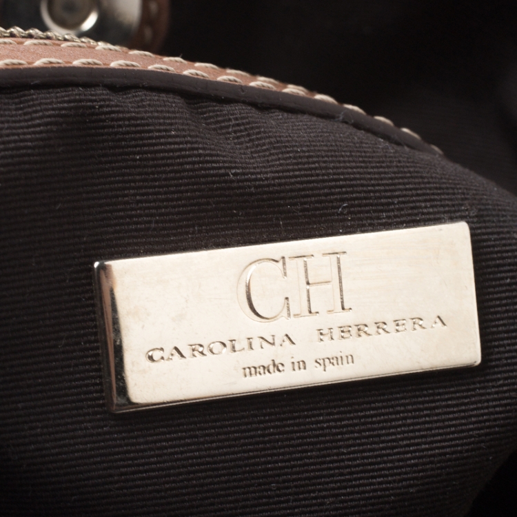 Pre Owned Carolina Herrera Multicolor Coated Canvas and Leather Tote