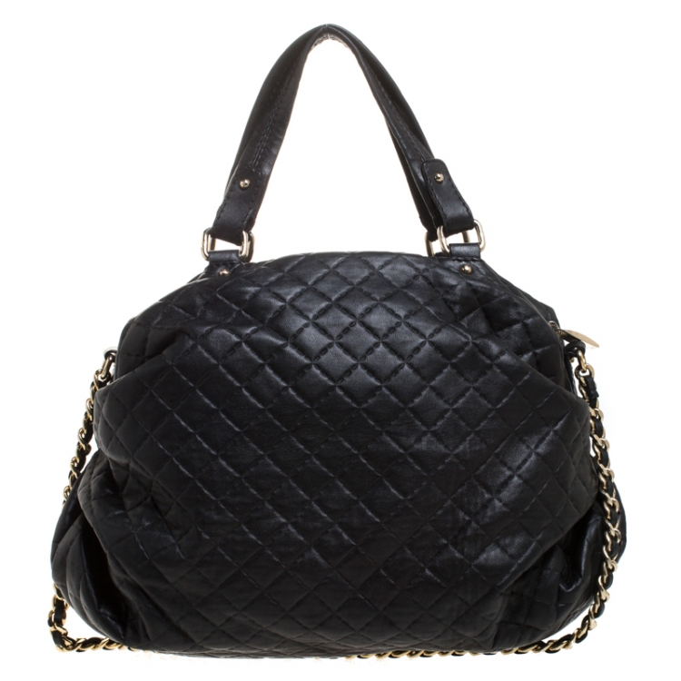 Pre Owned Carolina Herrera Black Quilted Leather Top Handle Bag