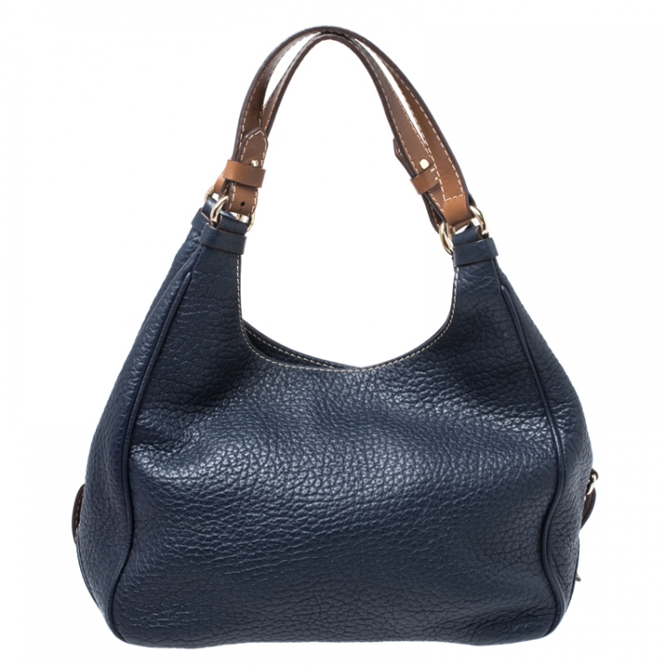 Pre Owned Carolina Herrera Blue/Brown Leather Shoulder Bag