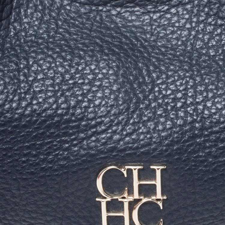 Pre Owned Carolina Herrera Blue/Brown Leather Shoulder Bag