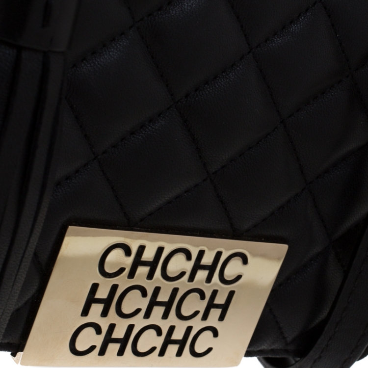 مملوكة مسبقًا Carolina Herrera Black Quilted Leather Tassel Shoulder Bag
