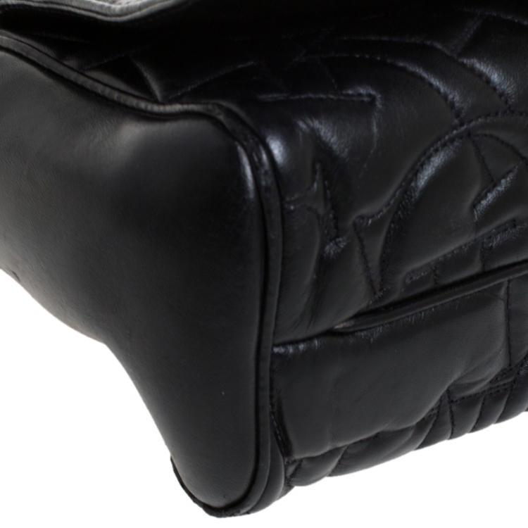 Pre Owned Carolina Herrera Black Leather Flap Shoulder Bag