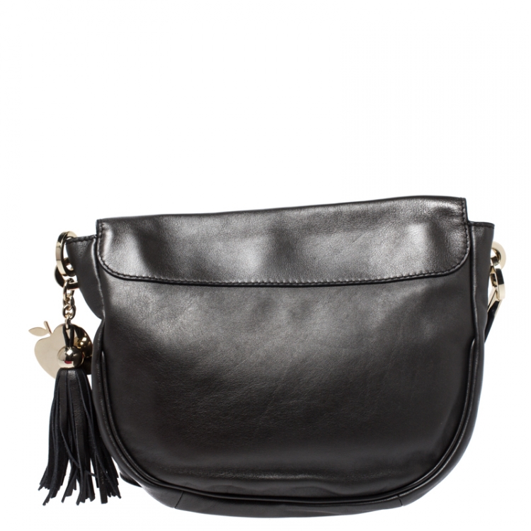 Pre Owned Carolina Herrera Metallic Olive Green Leather Flap Crossbody Bag