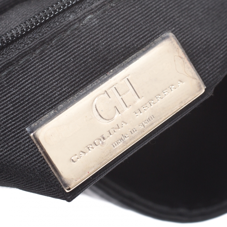مملوكة مسبقًا Carolina Herrera Black Monogram Leather Audrey Shoulder Bag