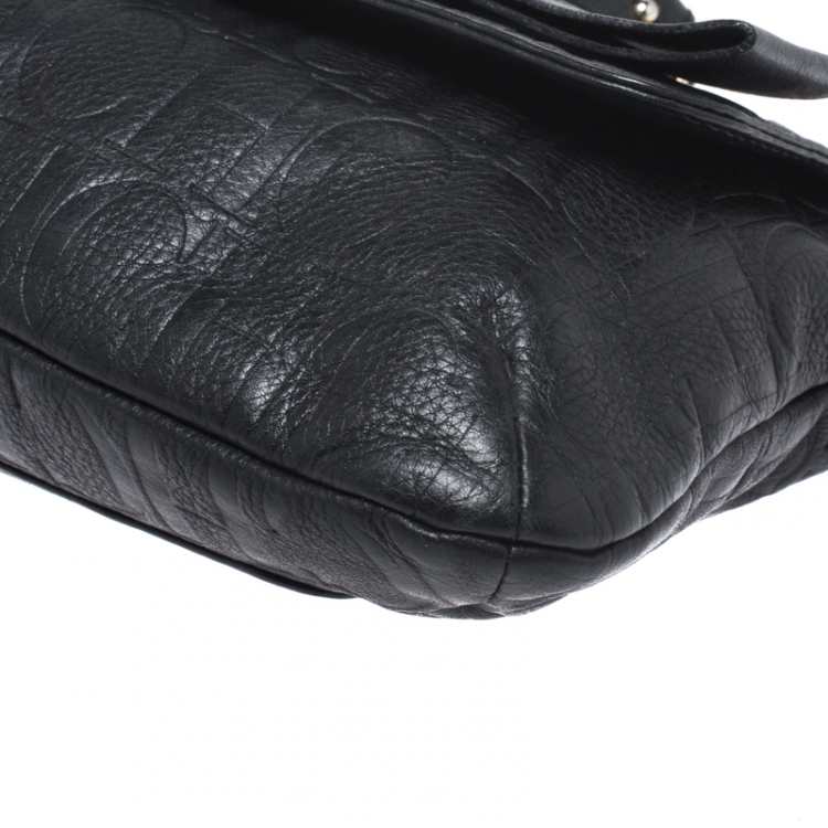 مملوكة مسبقًا Carolina Herrera Black Monogram Leather Audrey Shoulder Bag