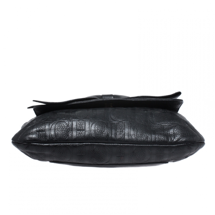 مملوكة مسبقًا Carolina Herrera Black Monogram Leather Audrey Shoulder Bag