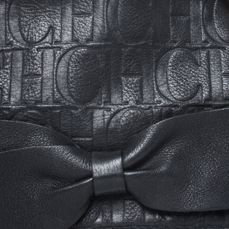 مملوكة مسبقًا Carolina Herrera Black Monogram Leather Audrey Shoulder Bag