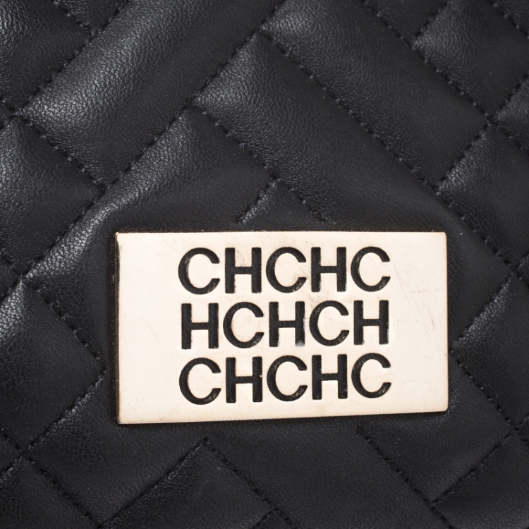 Pre Owned Carolina Herrera Black Leather Tassel Shoulder Bag