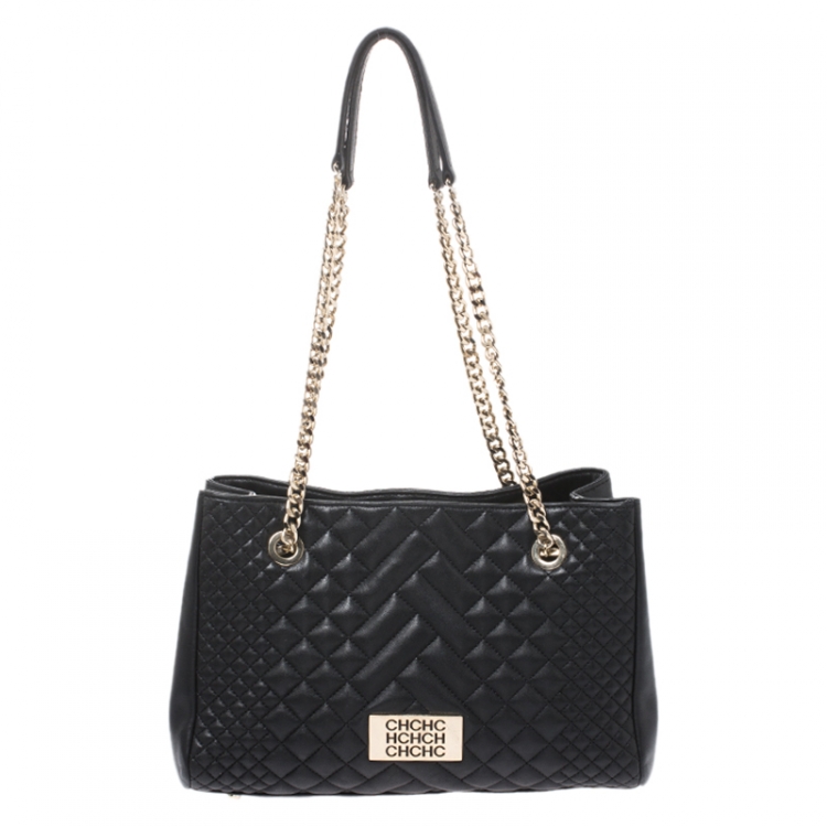 Carolina Herrera Black Leather Tassel Shoulder Bag CH Carolina Herrera ...