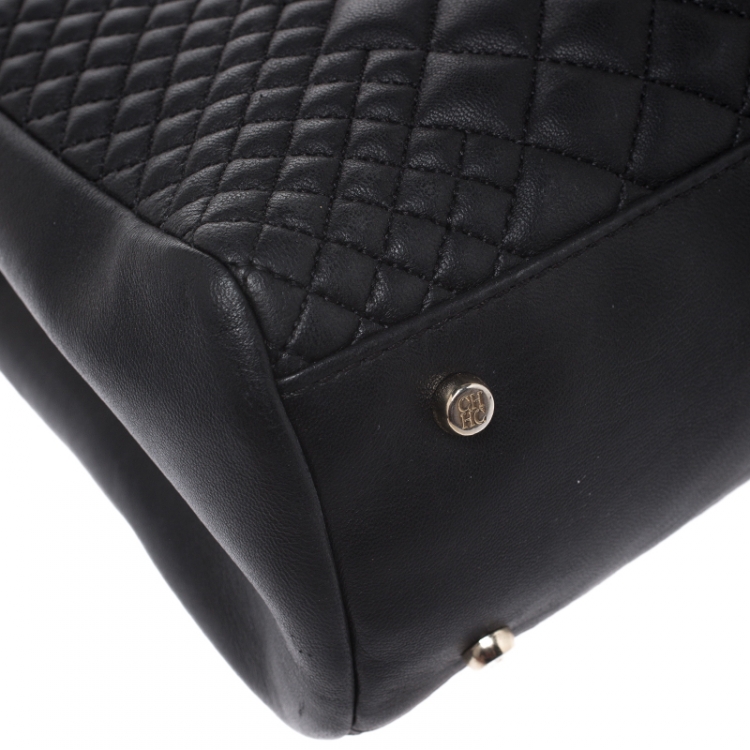 Pre Owned Carolina Herrera Black Leather Tassel Shoulder Bag
