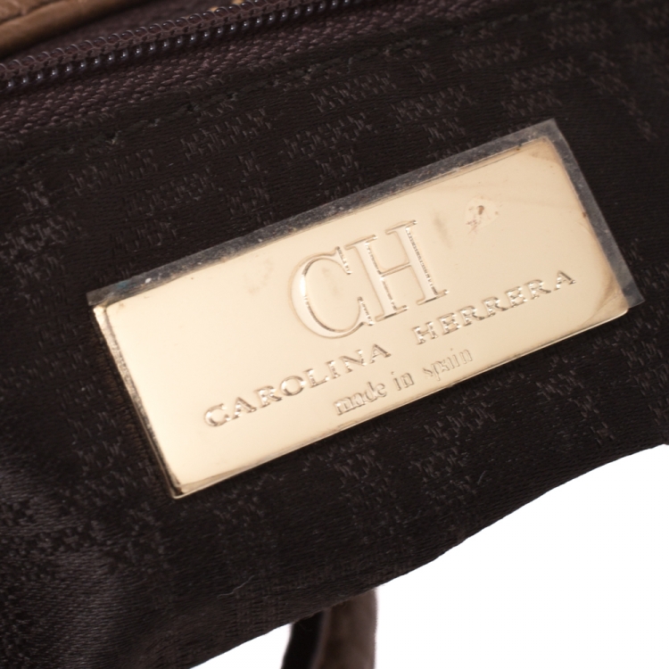 Pre Owned Carolina Herrera Dark Brown Leather Chain Tassel Shoulder Bag