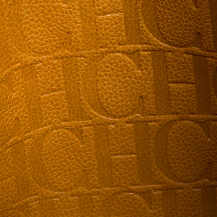 Pre Owned Carolina Herrera Yellow Leather Tempo Collection Adagio Tote